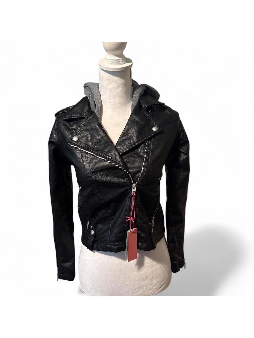 BLANKNYC Women’s Black Faux Leather Moto Jacket